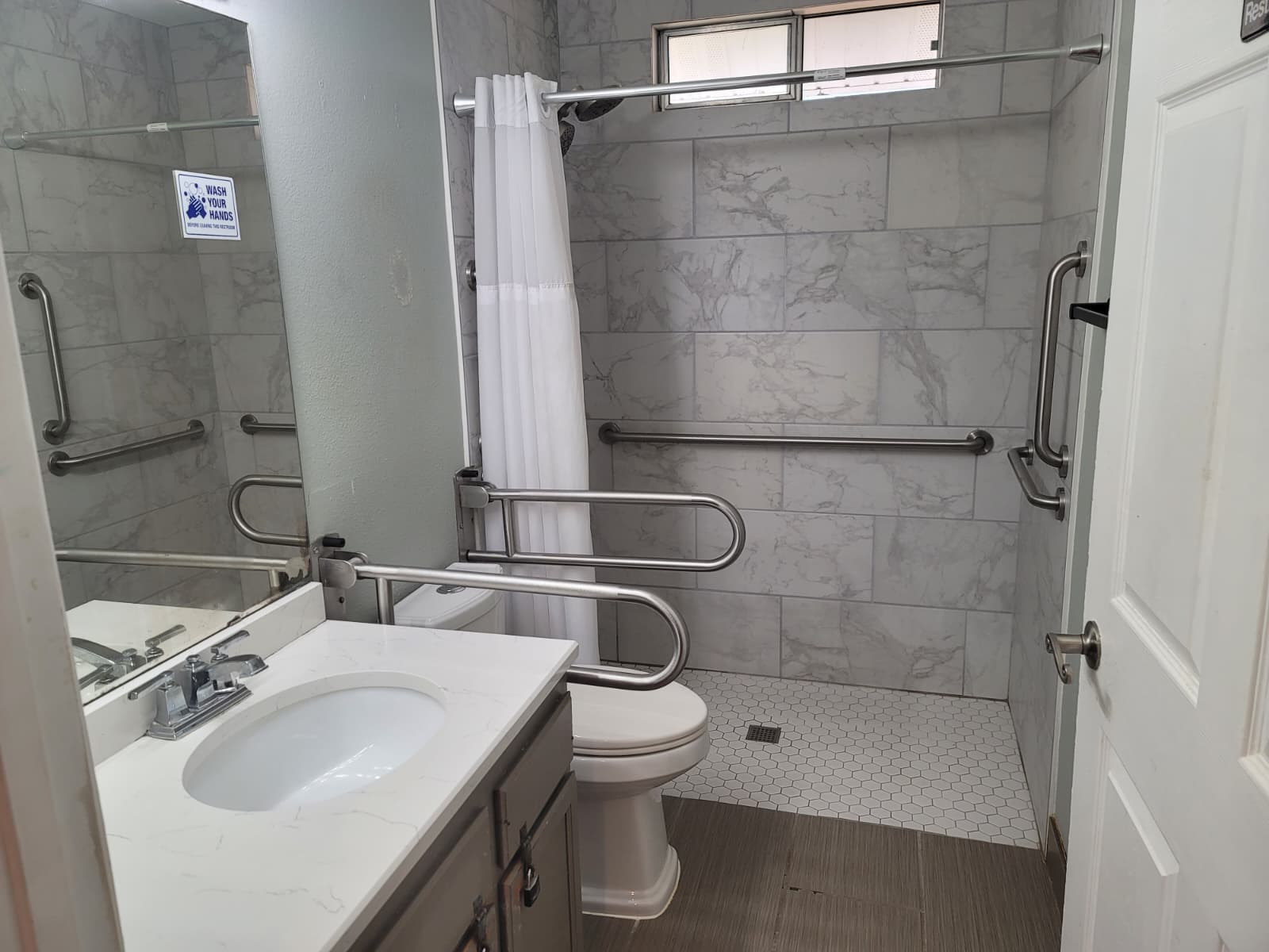 Accessible bathroom for personal care routines